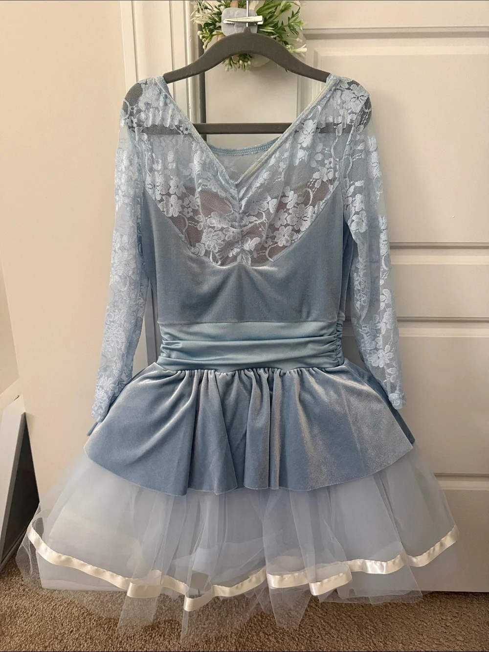 Girls Light Blue Lace & Tulle Princess Ballet Dress